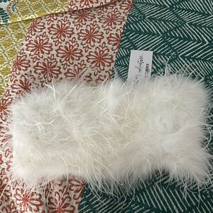 Faux feather white strapless top from 12th tribe. New with tags. Size large